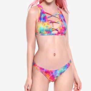 Rainbow Tie Dye Swim Top Hot Topic